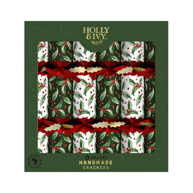 Marie Curie Holly Delux Christmas Crackers (6 pcs)