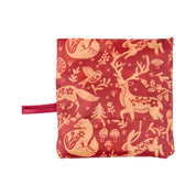 Foldable Shopper - Folk Woodland - red and gold
