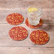 Folk Woodland Coasters (Red & Gold)