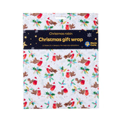 Christmas Robin Flat Wrap  - 10 Sheets (Blue & White)
