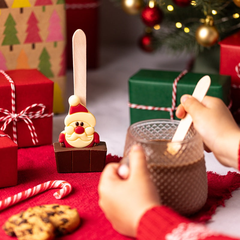 Christmas Santa hot chocolate spoon - milk chocolate