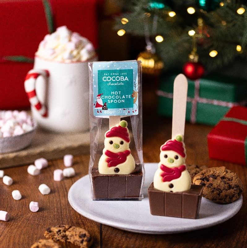 Christmas Snowman Hot Chocolate spoon - Milk Chocolate