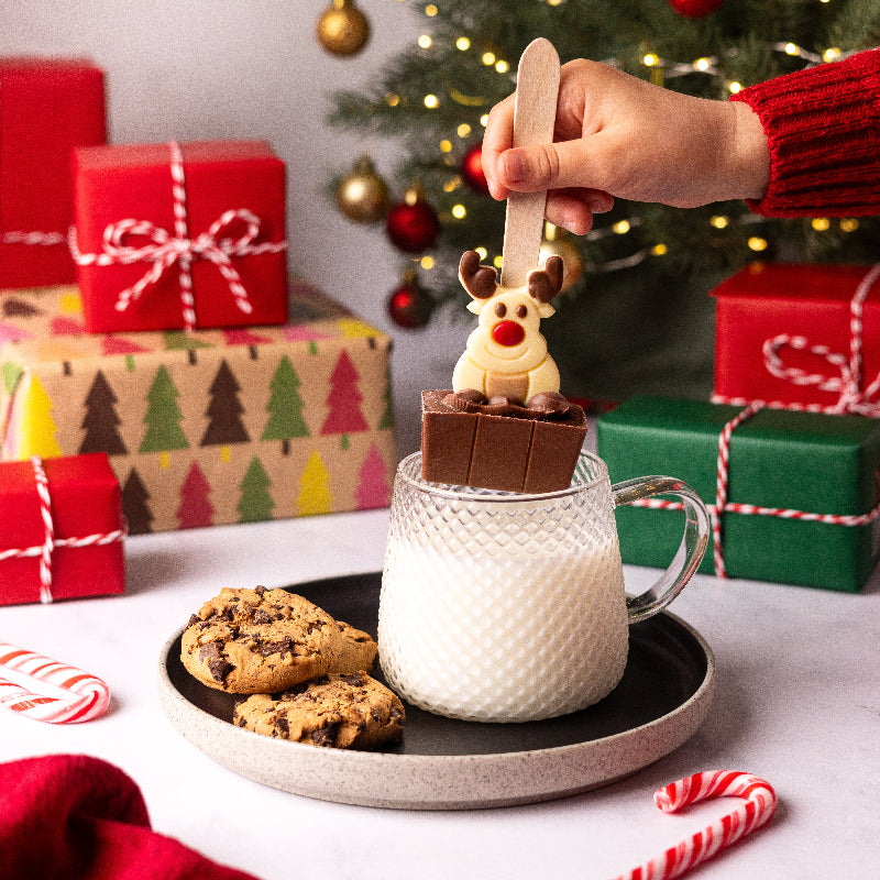 Christmas Reindeer hot chocolate spoon - milk chocolate