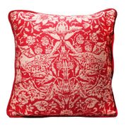 William Morris Cushion - strawberry thief - raspberry