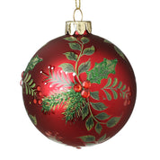 Red Glass Holly Bauble