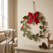 Green Felt Holly Wreath