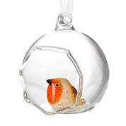 Open Glass Bauble With Robin