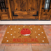 Robin with Merry Christmas Door Matt