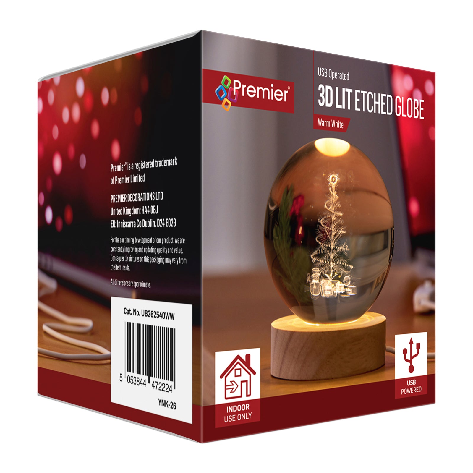 3D Tree Etched Glass Light up Ball