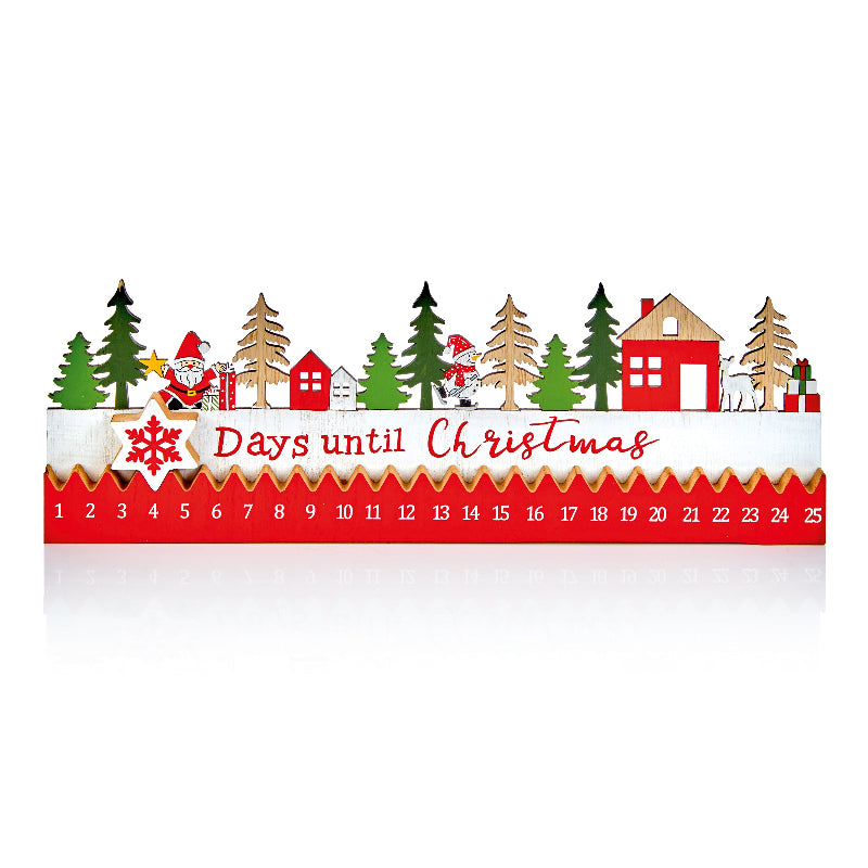Wooden Advent Counter Santa Scene