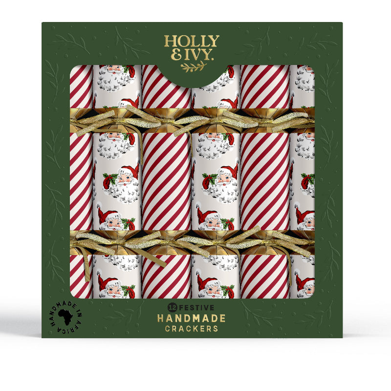 Stripy santa festive crackers (12pcs)