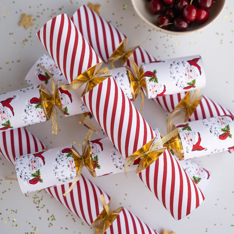 Stripy santa festive crackers (12pcs)