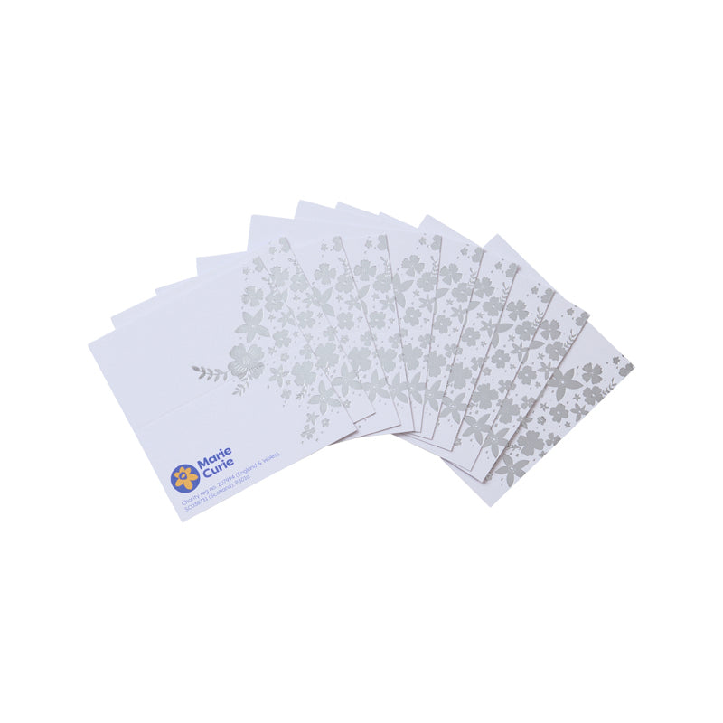 Floral Silver Foil Place Cards - Pack of 10