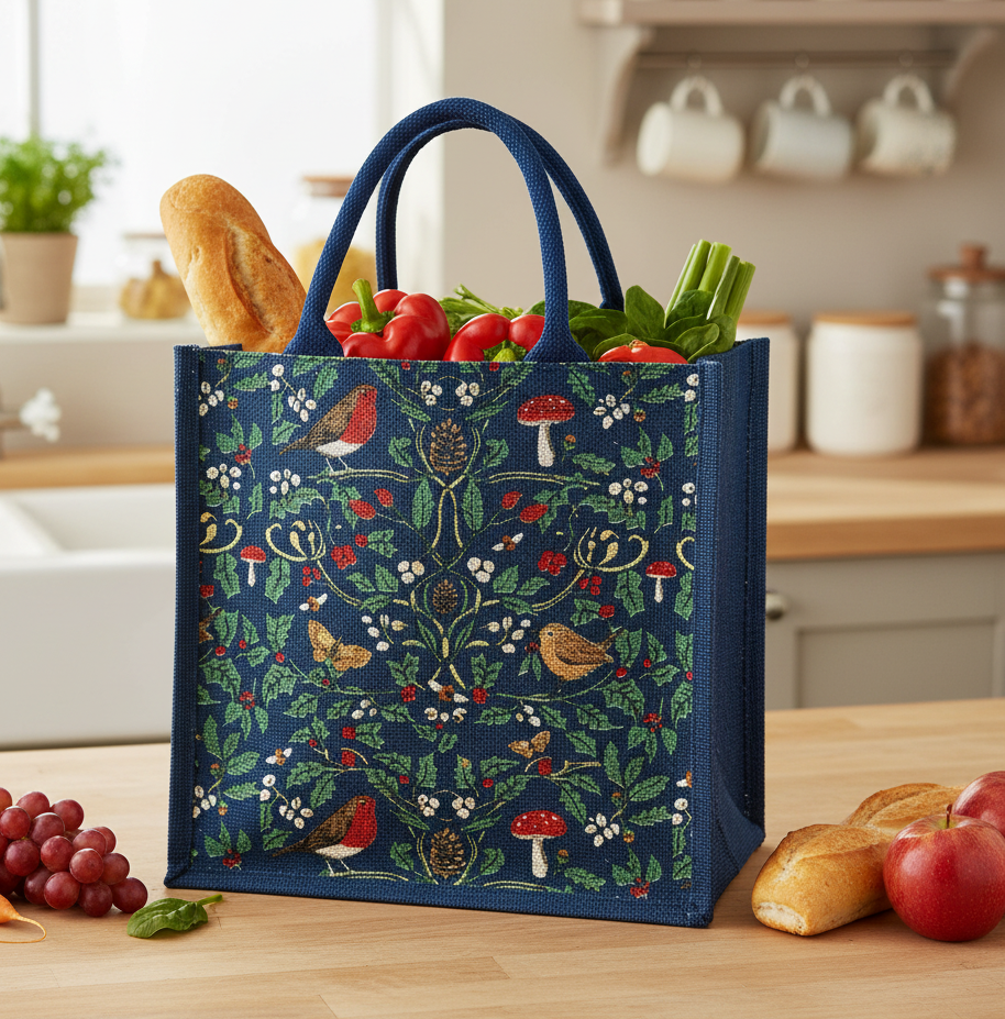 Robin Print Jute Bag