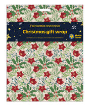 Poinsettia & Robin Flat Wrap - 10 sheets (5 of each)