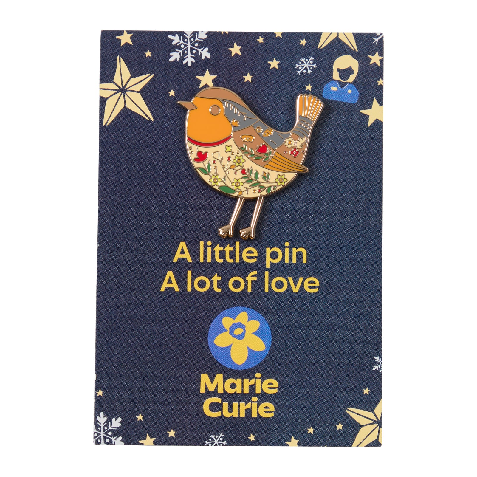 Marie Curie Christmas Robin Pin