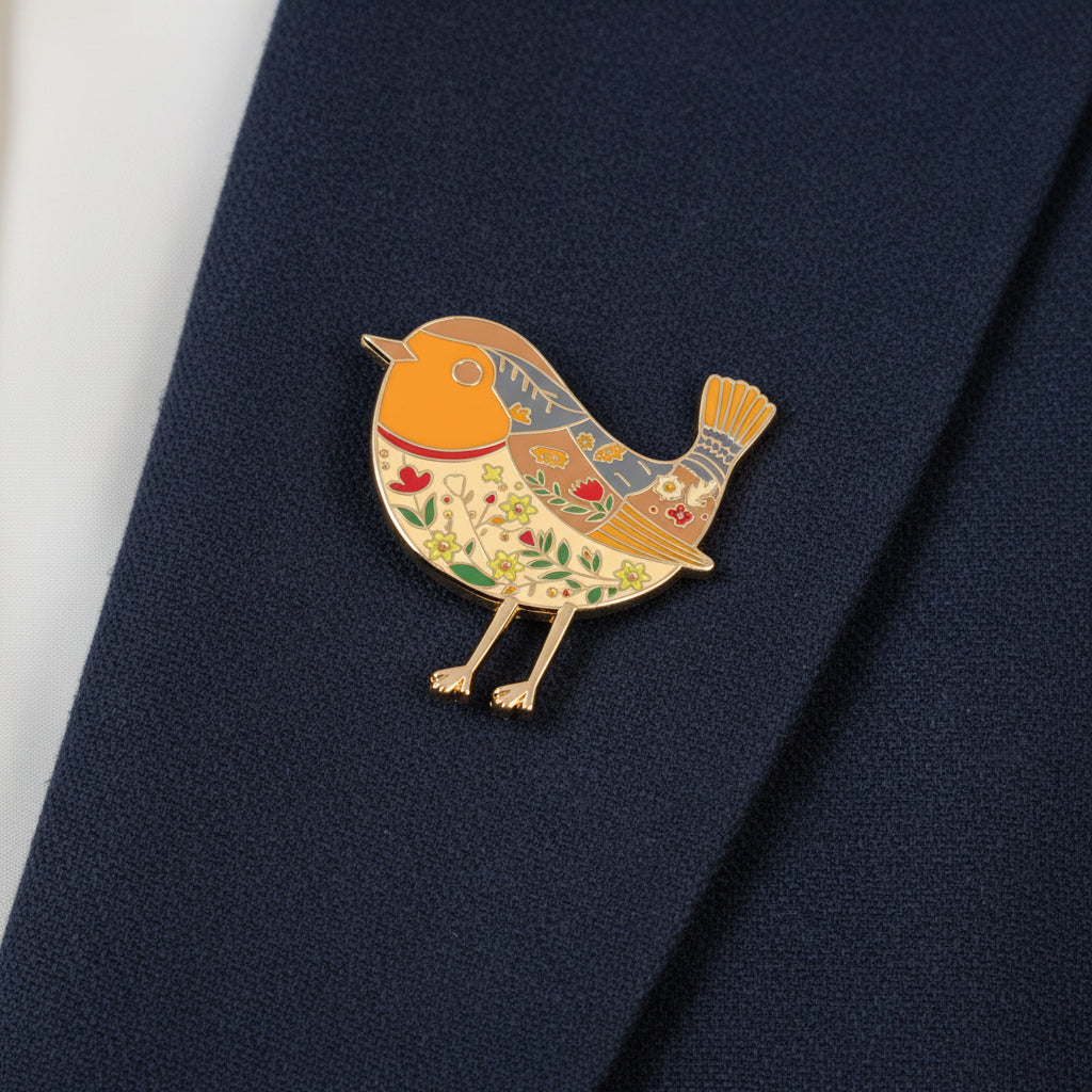 Marie Curie Christmas Robin Pin
