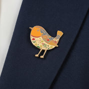 Marie Curie Christmas Robin Pin