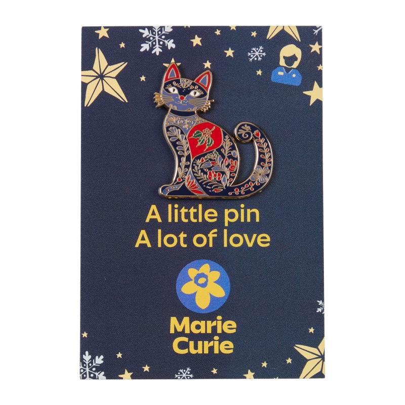 Marie Curie Festive Cat Pin