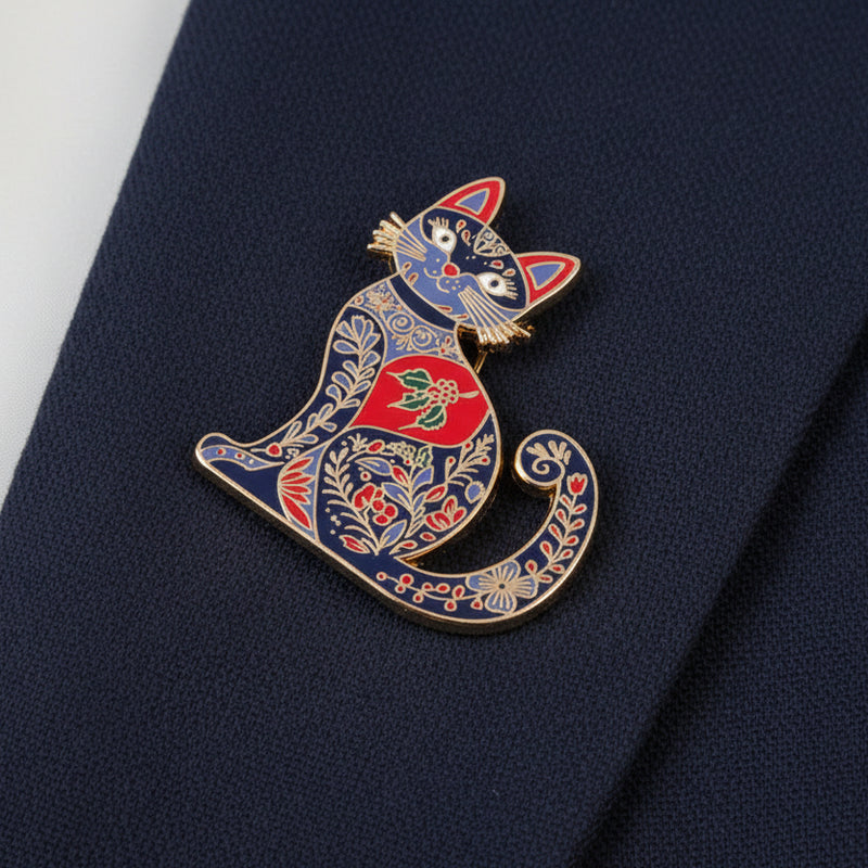 Marie Curie Festive Cat Pin