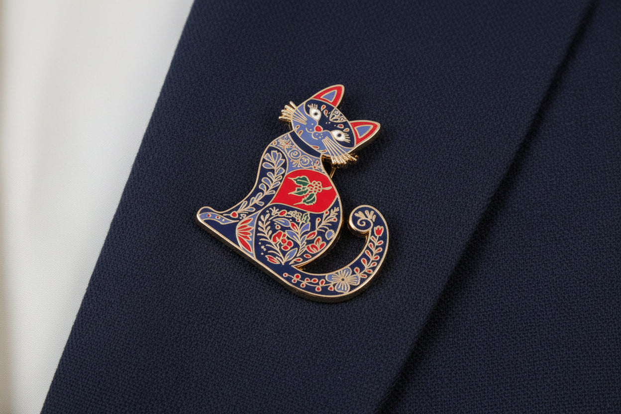 Marie Curie Festive Cat Pin