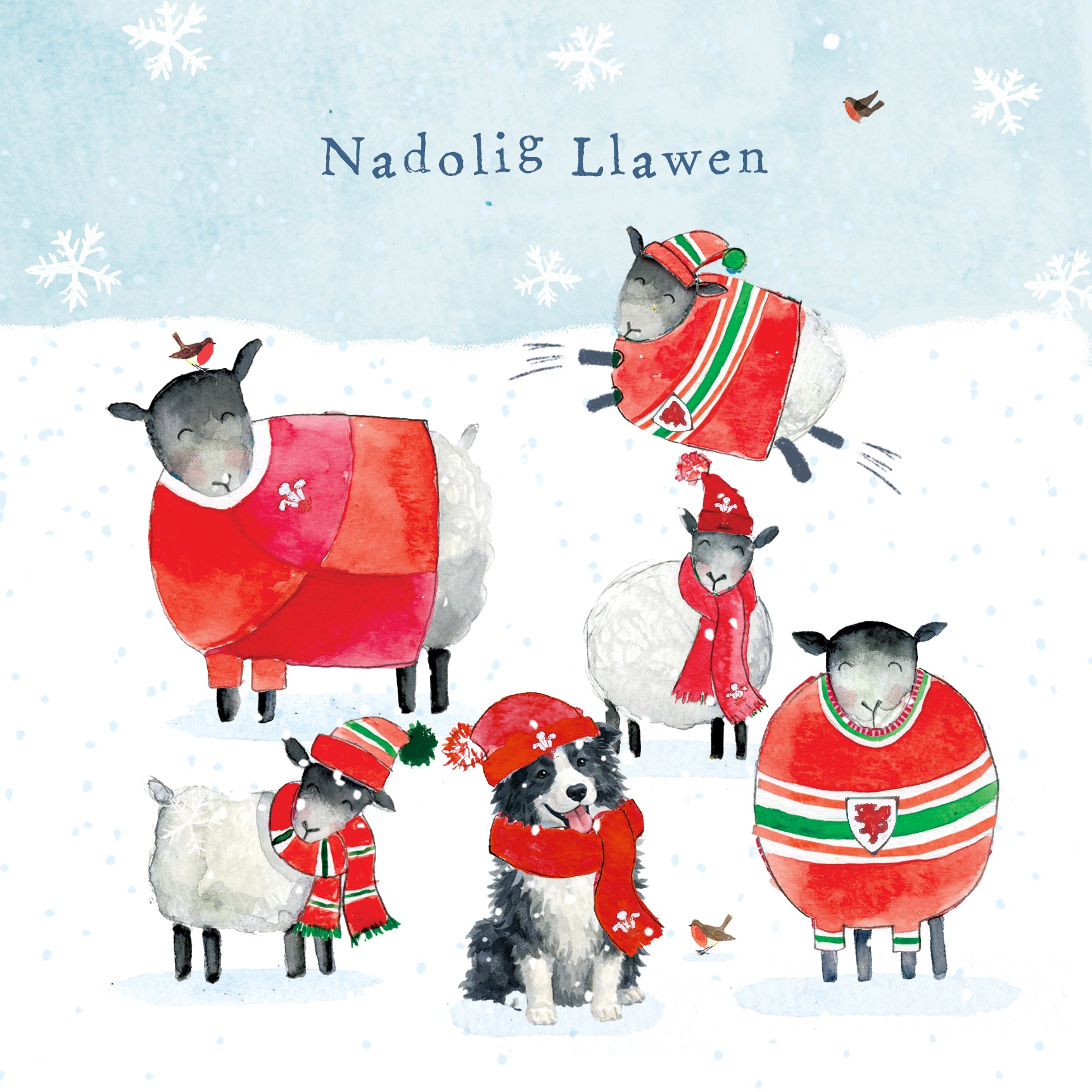 Welsh Christmas sheep Christmas Cards - 10 Pack