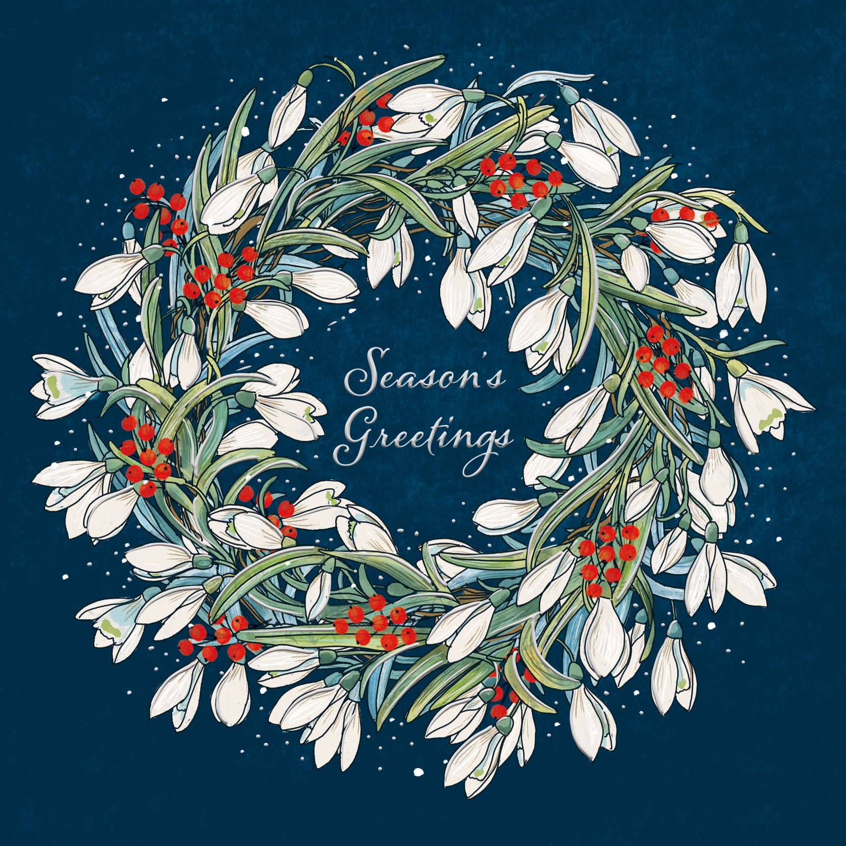 Snowdrop Wreath Christmas Cards - 10 Pack