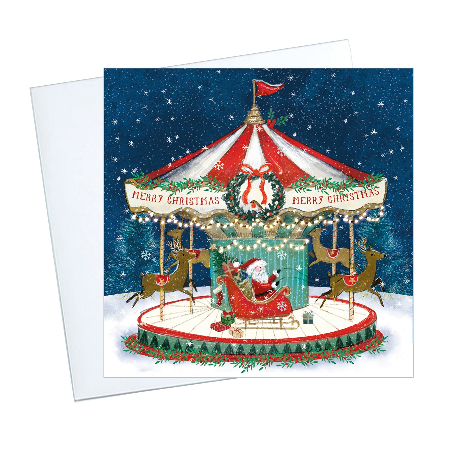 Santas Carousel Christmas Cards - 10 Pack