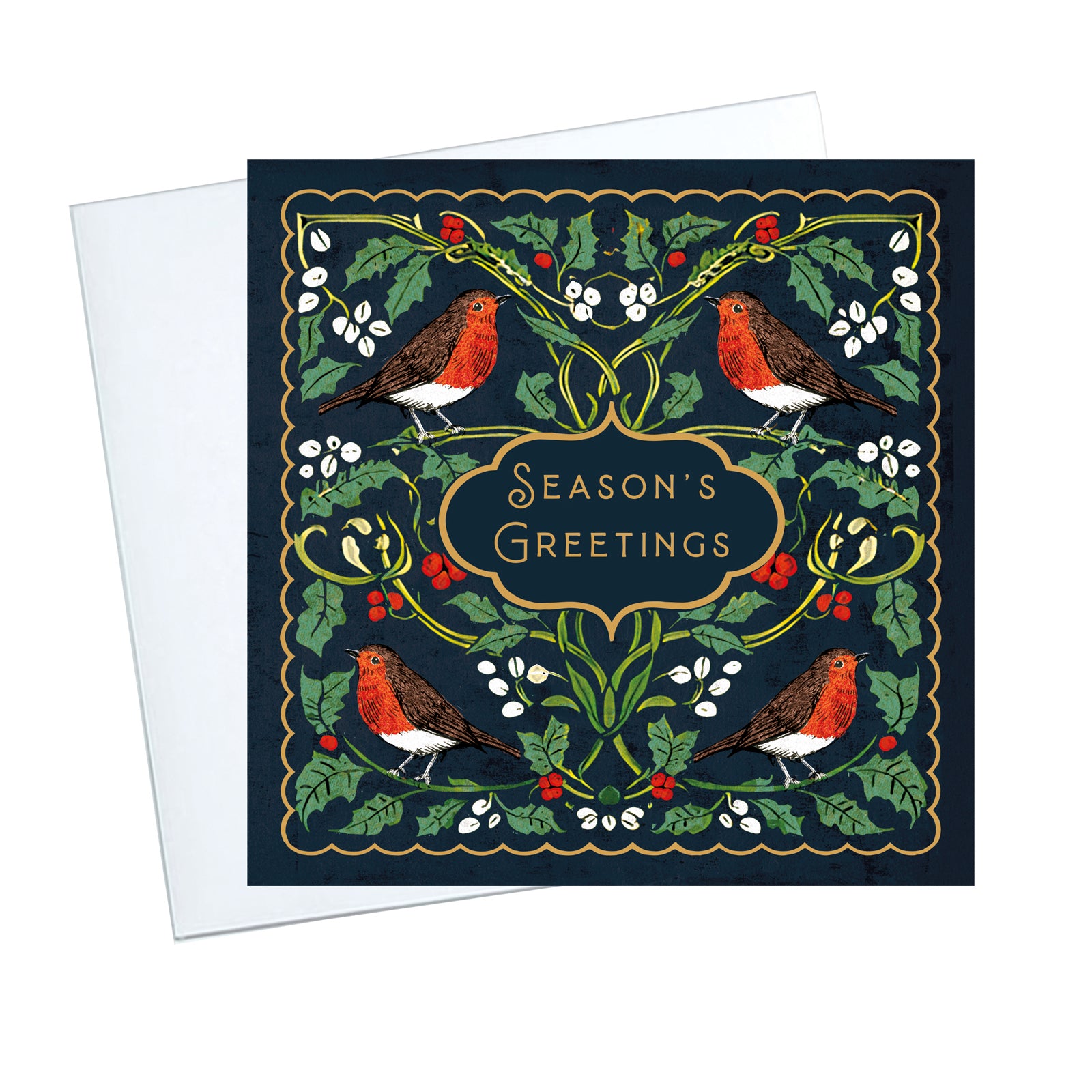 Arts & Crafts Robin Christmas Cards - 10 Pack