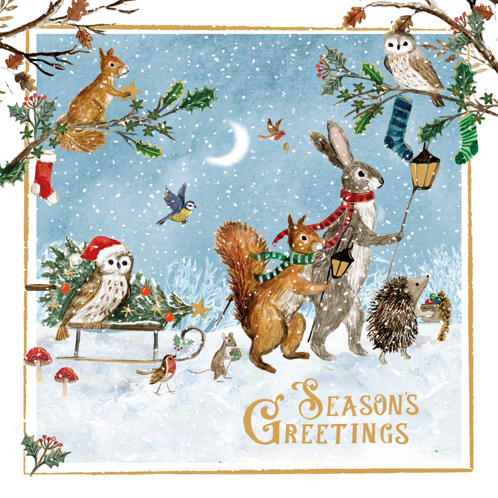 Woodland Carollers Christmas Cards - 10 Pack