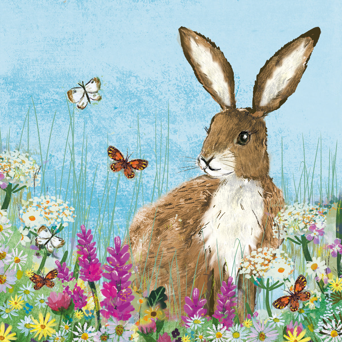 Hare in meadow eCard