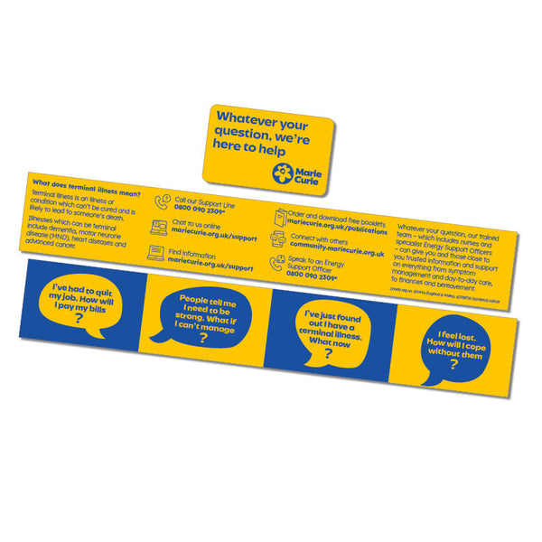 'We're here to help': Information and support fold-out card