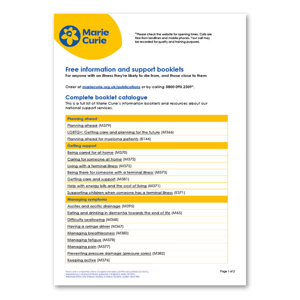 Information and Support booklets and resources catalogue