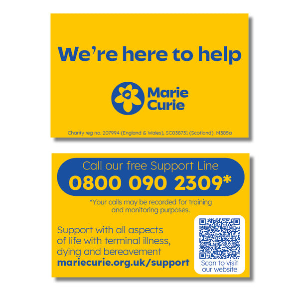 'We're here to help': Support Line card
